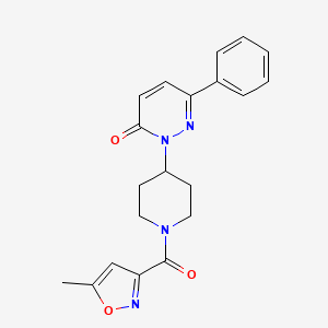 molecular formula C20H20N4O3 B2865779 2-[1-(5-Methyl-1,2-oxazole-3-carbonyl)piperidin-4-yl]-6-phenylpyridazin-3-one CAS No. 2380067-80-9