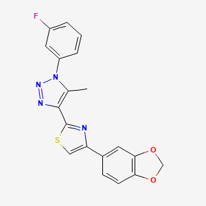 4-(benzo[d][1,3]dioxol-5-yl)-2-(1-(3-fluorophenyl)-5-methyl-1H-1,2,3-triazol-4-yl)thiazole