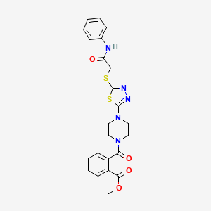 Methyl 2-(4-(5-((2-oxo-2-(phenylamino)ethyl)thio)-1,3,4-thiadiazol-2-yl)piperazine-1-carbonyl)benzoate