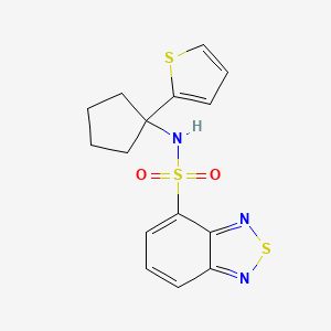 molecular formula C15H15N3O2S3 B2865805 N-(1-(thiophen-2-yl)cyclopentyl)benzo[c][1,2,5]thiadiazole-4-sulfonamide CAS No. 2034384-03-5