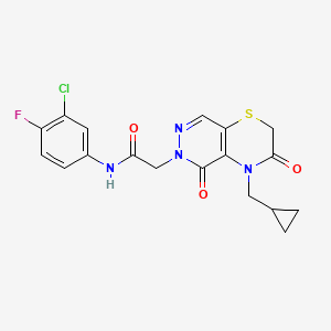 molecular formula C18H16ClFN4O3S B2865808 1-{2-[(anilinocarbonyl)amino]ethyl}-N-cyclopentyl-1H-1,2,3-benzotriazole-5-carboxamide CAS No. 1251585-29-1