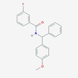 molecular formula C21H18FNO2 B286581 3-fluoro-N-[(4-methoxyphenyl)(phenyl)methyl]benzamide 