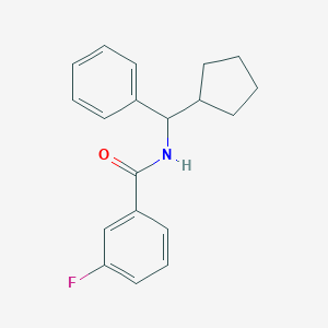 molecular formula C19H20FNO B286582 N-[cyclopentyl(phenyl)methyl]-3-fluorobenzamide 