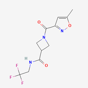 molecular formula C11H12F3N3O3 B2865820 1-(5-methylisoxazole-3-carbonyl)-N-(2,2,2-trifluoroethyl)azetidine-3-carboxamide CAS No. 1351597-65-3