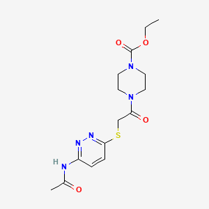 molecular formula C15H21N5O4S B2865823 4-(2-((6-乙酰氨基哒嗪-3-基)硫代)乙酰)哌嗪-1-羧酸乙酯 CAS No. 1021120-82-0