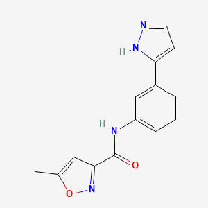molecular formula C14H12N4O2 B2865828 N-(3-(1H-pyrazol-3-yl)phenyl)-5-methylisoxazole-3-carboxamide CAS No. 1206992-42-8
