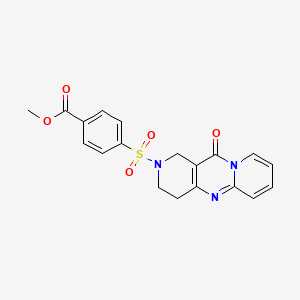 molecular formula C19H17N3O5S B2865835 4-((11-氧代-3,4-二氢-1H-二吡啶并[1,2-a:4',3'-d]嘧啶-2(11H)-基)磺酰基)苯甲酸甲酯 CAS No. 2034531-45-6