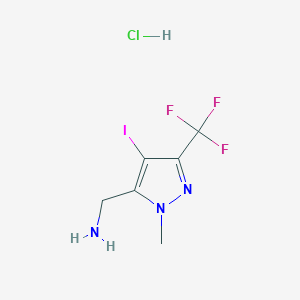 molecular formula C6H8ClF3IN3 B2865837 [4-Iodo-1-methyl-3-(trifluoromethyl)-1h-pyrazol-5-yl]methanamine hydrochloride CAS No. 2225141-19-3