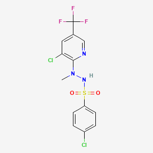 molecular formula C13H10Cl2F3N3O2S B2865848 4-chloro-N'-[3-chloro-5-(trifluoromethyl)-2-pyridinyl]-N'-methylbenzenesulfonohydrazide CAS No. 321433-32-3