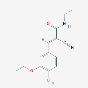 molecular formula C14H16N2O3 B2865849 (E)-2-cyano-3-(3-ethoxy-4-hydroxyphenyl)-N-ethylprop-2-enamide CAS No. 324567-16-0