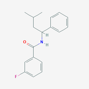 molecular formula C18H20FNO B286585 3-fluoro-N-(3-methyl-1-phenylbutyl)benzamide 