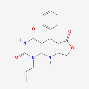 molecular formula C18H15N3O4 B2865852 1-烯丙基-5-苯基-8,9-二氢呋喃[3',4':5,6]吡啶并[2,3-d]嘧啶-2,4,6(1H,3H,5H)-三酮 CAS No. 897623-15-3