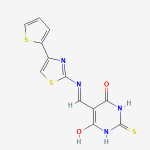 5-(((4-(thiophen-2-yl)thiazol-2-yl)amino)methylene)-2-thioxodihydropyrimidine-4,6(1H,5H)-dione