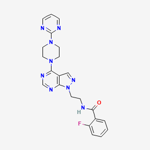 2-fluoro-N-(2-(4-(4-(pyrimidin-2-yl)piperazin-1-yl)-1H-pyrazolo[3,4-d]pyrimidin-1-yl)ethyl)benzamide