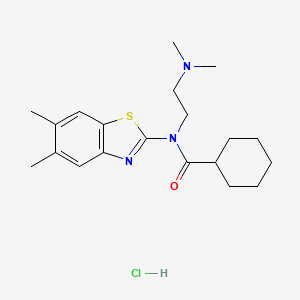 molecular formula C20H30ClN3OS B2865864 N-(2-(二甲氨基)乙基)-N-(5,6-二甲基苯并[d]噻唑-2-基)环己烷甲酰胺盐酸盐 CAS No. 1217068-64-8