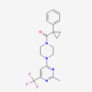 molecular formula C20H21F3N4O B2865878 (4-(2-Methyl-6-(trifluoromethyl)pyrimidin-4-yl)piperazin-1-yl)(1-phenylcyclopropyl)methanone CAS No. 2034264-99-6