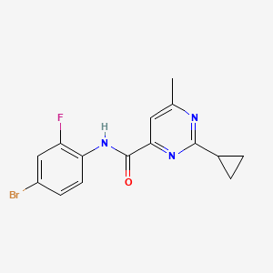 molecular formula C15H13BrFN3O B2865880 N-(4-Bromo-2-fluorophenyl)-2-cyclopropyl-6-methylpyrimidine-4-carboxamide CAS No. 2415566-71-9