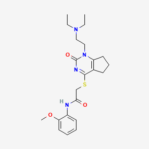 molecular formula C22H30N4O3S B2865887 2-((1-(2-(diethylamino)ethyl)-2-oxo-2,5,6,7-tetrahydro-1H-cyclopenta[d]pyrimidin-4-yl)thio)-N-(2-methoxyphenyl)acetamide CAS No. 898445-56-2
