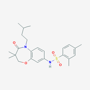 molecular formula C24H32N2O4S B2865888 N-(5-异戊基-3,3-二甲基-4-氧代-2,3,4,5-四氢苯并[b][1,4]恶杂环-8-基)-2,4-二甲基苯磺酰胺 CAS No. 921907-87-1