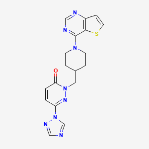 molecular formula C18H18N8OS B2865893 2-[(1-{thieno[3,2-d]pyrimidin-4-yl}piperidin-4-yl)methyl]-6-(1H-1,2,4-triazol-1-yl)-2,3-dihydropyridazin-3-one CAS No. 2176152-22-8