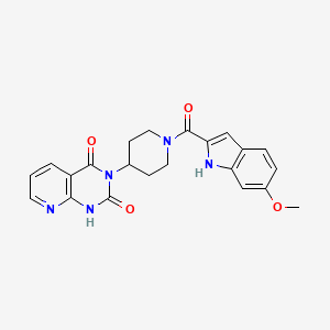 molecular formula C22H21N5O4 B2865896 3-(1-(6-methoxy-1H-indole-2-carbonyl)piperidin-4-yl)pyrido[2,3-d]pyrimidine-2,4(1H,3H)-dione CAS No. 2034531-29-6