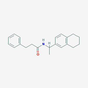 molecular formula C21H25NO B286593 3-phenyl-N-[1-(5,6,7,8-tetrahydronaphthalen-2-yl)ethyl]propanamide 