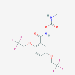 molecular formula C14H14F6N2O5 B2865942 N-{[(乙氨基)羰基]氧基}-2,5-双(2,2,2-三氟乙氧基)苯甲酰胺 CAS No. 338395-38-3