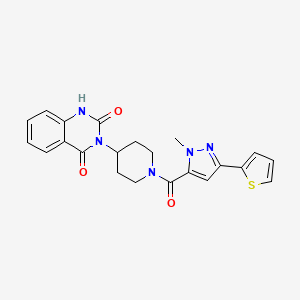 molecular formula C22H21N5O3S B2865948 3-(1-(1-methyl-3-(thiophen-2-yl)-1H-pyrazole-5-carbonyl)piperidin-4-yl)quinazoline-2,4(1H,3H)-dione CAS No. 2034415-61-5