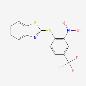 molecular formula C14H7F3N2O2S2 B2865952 2-{[2-Nitro-4-(trifluoromethyl)phenyl]thio}-1,3-benzothiazole CAS No. 131182-91-7