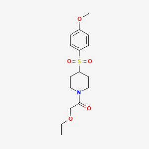 molecular formula C16H23NO5S B2865957 2-Ethoxy-1-(4-((4-methoxyphenyl)sulfonyl)piperidin-1-yl)ethanone CAS No. 1706144-21-9