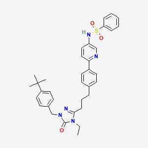 molecular formula C35H39N5O3S B2865967 N-[6-[4-[3-[1-[(4-tert-butylphenyl)methyl]-4-ethyl-5-oxo-1,2,4-triazol-3-yl]propyl]phenyl]pyridin-3-yl]benzenesulfonamide CAS No. 1454925-59-7