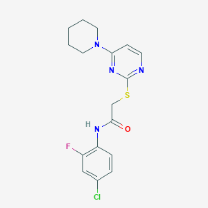 molecular formula C17H18ClFN4OS B2865969 N-(4-chloro-2-fluorophenyl)-2-((4-(piperidin-1-yl)pyrimidin-2-yl)thio)acetamide CAS No. 1251614-11-5