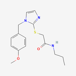 B2865974 2-[1-[(4-methoxyphenyl)methyl]imidazol-2-yl]sulfanyl-N-propylacetamide CAS No. 869346-55-4
