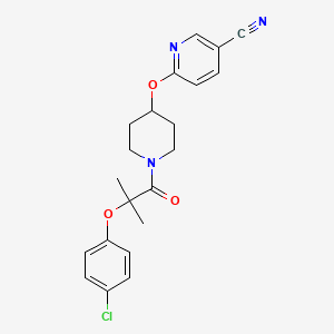 molecular formula C21H22ClN3O3 B2865986 6-((1-(2-(4-氯苯氧基)-2-甲基丙酰基)哌啶-4-基)氧基)烟腈 CAS No. 1426314-61-5