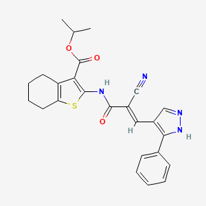 molecular formula C25H24N4O3S B2865987 (E)-异丙基 2-(2-氰基-3-(3-苯基-1H-吡唑-4-基)丙烯酰胺)-4,5,6,7-四氢苯并[b]噻吩-3-羧酸酯 CAS No. 1010862-34-6