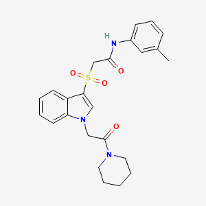 2-((1-(2-oxo-2-(piperidin-1-yl)ethyl)-1H-indol-3-yl)sulfonyl)-N-(m-tolyl)acetamide