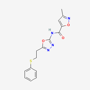 molecular formula C15H14N4O3S B2866003 3-methyl-N-(5-(2-(phenylthio)ethyl)-1,3,4-oxadiazol-2-yl)isoxazole-5-carboxamide CAS No. 953143-83-4