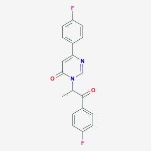 molecular formula C19H14F2N2O2 B2866011 6-(4-氟苯基)-3-(1-(4-氟苯基)-1-氧代丙-2-基)嘧啶-4(3H)-酮 CAS No. 1173245-69-6