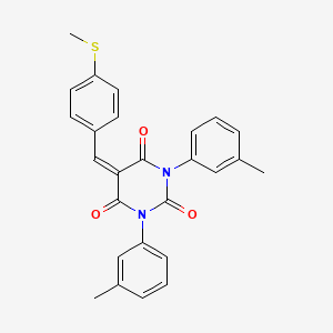 molecular formula C26H22N2O3S B2866012 1,3-Bis(3-methylphenyl)-5-[(4-methylsulfanylphenyl)methylidene]-1,3-diazinane-2,4,6-trione CAS No. 1274903-36-4