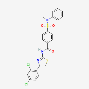 molecular formula C23H17Cl2N3O3S2 B2866013 N-[4-(2,4-dichlorophenyl)-1,3-thiazol-2-yl]-4-[methyl(phenyl)sulfamoyl]benzamide CAS No. 477568-77-7