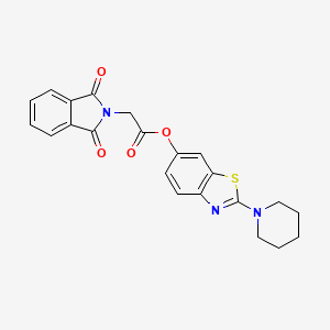 molecular formula C22H19N3O4S B2866016 2-(哌啶-1-基)苯并[d]噻唑-6-基 2-(1,3-二氧代异吲哚啉-2-基)乙酸酯 CAS No. 953196-21-9