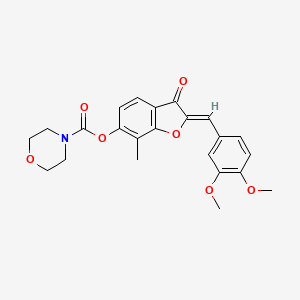 molecular formula C23H23NO7 B2866019 (2Z)-2-(3,4-二甲氧基苄叉)-7-甲基-3-氧代-2,3-二氢-1-苯并呋喃-6-基吗啉-4-羧酸酯 CAS No. 899399-92-9