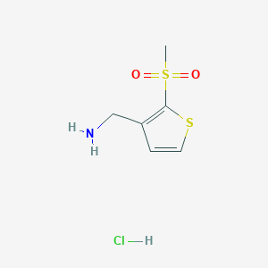 molecular formula C6H10ClNO2S2 B2866020 (2-甲磺酰硫代苯-3-基)甲胺盐酸盐 CAS No. 2172562-66-0