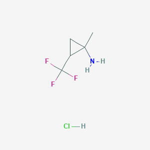 molecular formula C5H9ClF3N B2866024 1-甲基-2-(三氟甲基)环丙-1-胺；盐酸盐 CAS No. 2253640-90-1