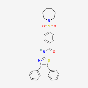 molecular formula C28H27N3O3S2 B2866027 4-(azepan-1-ylsulfonyl)-N-(4,5-diphenyl-1,3-thiazol-2-yl)benzamide CAS No. 304864-53-7