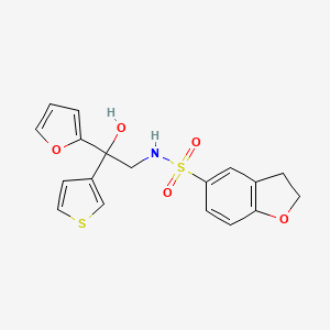 molecular formula C18H17NO5S2 B2866032 N-(2-(furan-2-yl)-2-hydroxy-2-(thiophen-3-yl)ethyl)-2,3-dihydrobenzofuran-5-sulfonamide CAS No. 2034261-73-7
