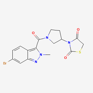 molecular formula C16H15BrN4O3S B2866040 3-(1-(6-溴-2-甲基-2H-吲唑-3-羰基)吡咯烷-3-基)噻唑烷-2,4-二酮 CAS No. 2034386-55-3