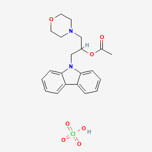 molecular formula C21H25ClN2O7 B2866045 1-(9H-carbazol-9-yl)-3-morpholinopropan-2-yl acetate perchlorate CAS No. 1215706-40-3