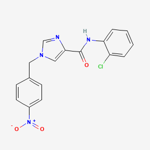 molecular formula C17H13ClN4O3 B2866048 N-(2-氯苯基)-1-(4-硝基苄基)-1H-咪唑-4-甲酰胺 CAS No. 1351799-52-4