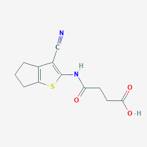 molecular formula C12H12N2O3S B2866051 4-[(3-cyano-5,6-dihydro-4H-cyclopenta[b]thiophen-2-yl)amino]-4-oxobutanoic acid CAS No. 312915-07-4